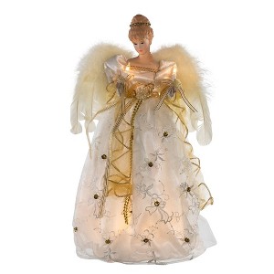 Kurt Adler 16" UL 10-Light Ivory and Gold Angel Treetop - 1 of 4