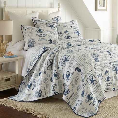 Beach Life Quilt Set King Quilt And Two King Pillow Shams Navy Levtex Home Target