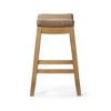 Maven Lane Sophia Backless Counter Stool In Aged Natural Finish with Desert Tan Vegan Leather - 3 of 4