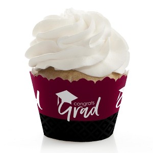 Big Dot of Happiness Maroon Graduation Party Decorations - Party Cupcake Wrappers - Set of 12 - 1 of 4