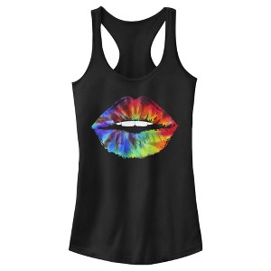 Juniors Womens Lost Gods Tie-Dye Kisses Racerback Tank Top - 1 of 4