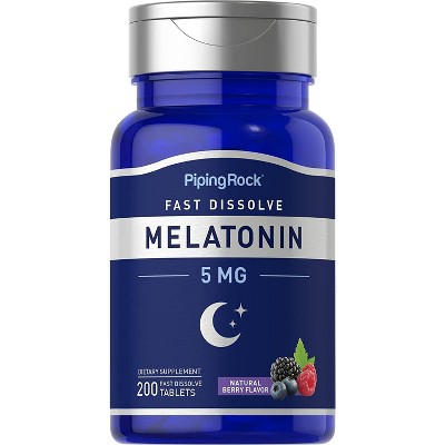 Piping Rock Melatonin 5mg | 200 Fast Dissolve Tablets | Berry Flavor