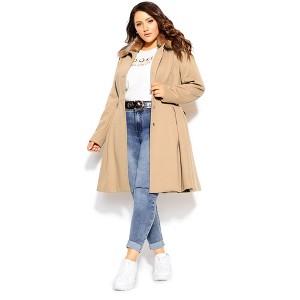 Women's Plus Size Blushing Belle Coat - taupe | CITY CHIC - 1 of 4
