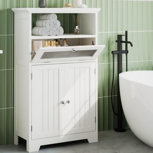 Dcolora Freestanding Bathroom Cabinet with Flip Glass Drawer - 1 of 4
