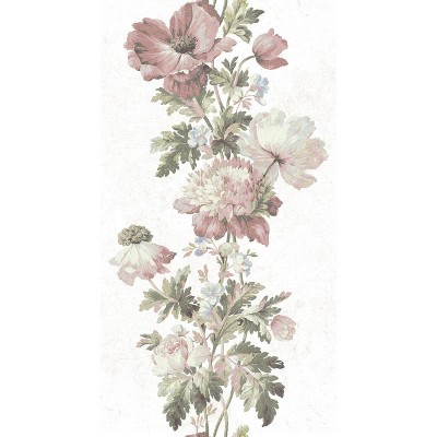 RoomMates Vintage Floral Stripe Peel and Stick Wallpaper Pink