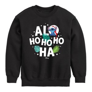 Boys' - Lilo and Stitch - Alo Ho Ho Ho Ha Graphic Long Sleeve Fleece Sweatshirt - 1 of 4