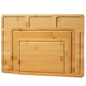 Bamboo Cutting Board Set with Prep Slots - 3 Sizes Cutting Boards for Kitchen with Juice Groove, for Chopping Meat, Vegetables, Fruits, Cheese - 1 of 4