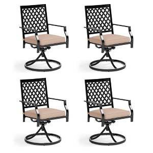 Captiva Designs Outdoor Patio Dining Swivel Steel Chairs with Thick Cushions - 1 of 4