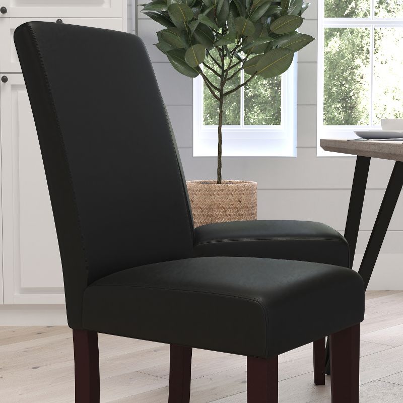 Merrick Lane Faux Leather Panel Back Parson's Chair for Kitchen, Dining Room and More, 5 of 13