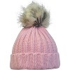 Winter Beanie Ski Warm Knitted Hat Cap With Pom Pom Faux Fur For Ladies Women - Terra - 2 of 3
