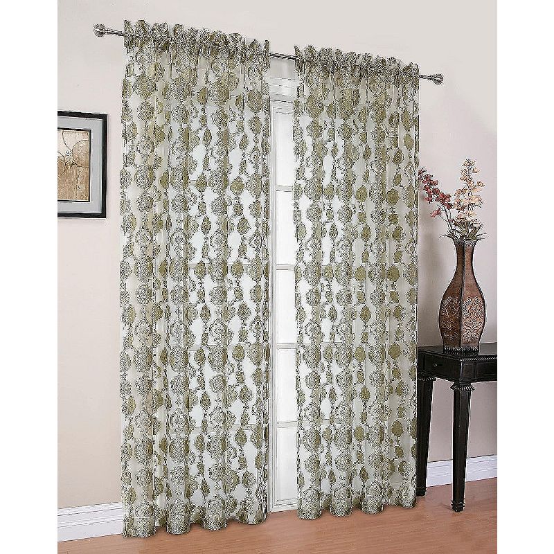 Moroccan Accents by Kate Aurora 1 Piece Rod Pocket Clipped Elegant Sheer Curtain Panel, 1 of 5