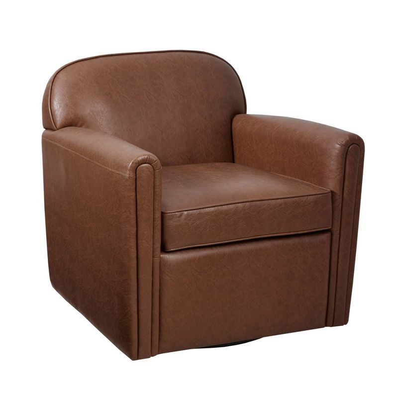 Grimmer Faux Leather 360 Degree Swivel Arm Chair Brown - Madison Park, 5 of 12