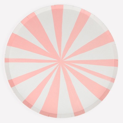 Colorful Striped Paper Dinner Plates - 10.5" Pack of 8
