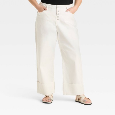 Women's High-Rise Cuffed Straight Jeans - Ava & Viv™