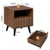 19.7" Mid Century Modern Fluted Nightstand with Drawers & Open Storage, Solid Wood Legs Walnut Bedside Table for Bedroom – Bekrvio - 2 of 4