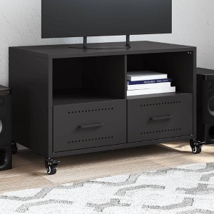 vidaXL TV Cabinet Black Cold-rolled steel Compact TV Cabinet - 1 of 2