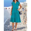 Womens Summer Dress Ruffle Sleeve Fashion Casual Fit Flowy Tiered Boho Beach Vacation Sundress  V Neck Midi Dresses - 2 of 4