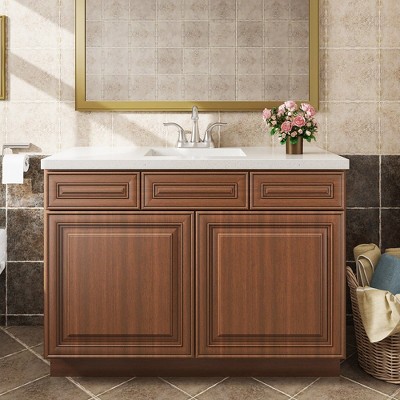 LOVMOR 21-in. D x 34.5-in. H in Plywood Vanity Sink Base Kitchen Cabinet with Drawers without Top for Kitchen, Bathroom, Living Room