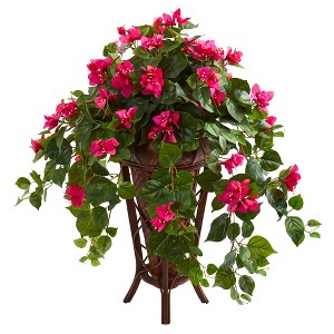 Nearly Natural Bougainvillea Artificial Plant in Stand Planter, Pink - 1 of 3