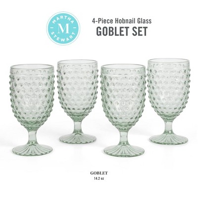 Green Hobnail Handmade Glass Tumbler Set of Four