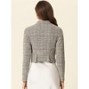 Allegra K Women's Elegant Cardigan Plaid Open Front Office Shrug Long Sleeve Cropped Bolero Top - 3 of 4