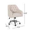 Linen Study Chair Tufted Home Office Chair With Swivel Base,Swivel Task Chair Linen Office Chair For Work Study-The Pop Home - image 3 of 4