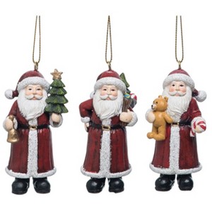 Transpac Resin Santa w/Toys Ornament Set of 3 Christmas Home Decorations - 1 of 1