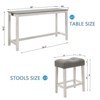 Vynxaria 59" Bar Table Set with USB/Type-C Ports Rustic Faux Wood Table and Beige Linen Stools, Sturdy Rubber Wood Legs - 3 of 4