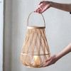 13.5" Bamboo Lantern Candle Holder with Glass Insert, Woven Indoor Decorative Lantern with Handle for Living Room or Entryway-The Pop Home - 2 of 4