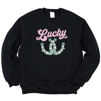 Simply Sage Market Women's Graphic Sweatshirt Lucky Horseshoes