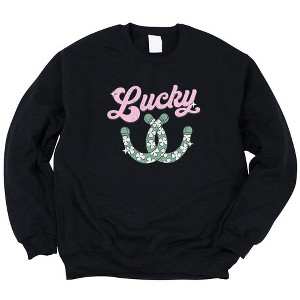 Simply Sage Market Women's Graphic Sweatshirt Lucky Horseshoes - 1 of 3