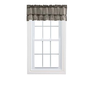 Ellis Stacey 1.5" Rod Pocket High Quality Fabric Solid Color Window Ruffled Filler Valance 54"x13" Grey - 1 of 4