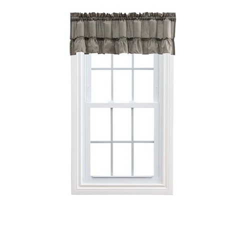 Ellis Stacey 1.5" Rod Pocket High Quality Fabric Solid Color Window Ruffled Filler Valance 54"x13" Grey - image 1 of 4