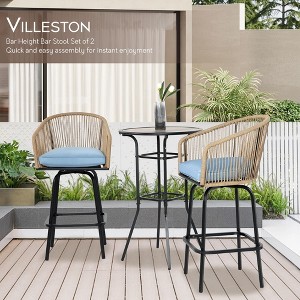 HOMEFUN Outdoor Bar Stools Set of 2, 2-Piece Patio Bar Stools with Armrests, All Weather Rattan Bar Chairs with Backrest - 1 of 4
