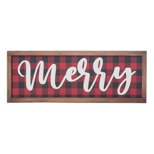 Transpac Wood 20.04 in. Multicolored Christmas Buffalo Plaid Decor - 1 of 4