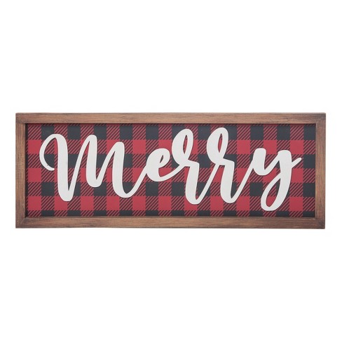 Transpac Wood 20.04 In. Multicolored Christmas Buffalo Plaid Decor : Target