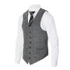 Gioberti Men's 6 Button Slim Fit Formal Herringbone Tweed Vest - 3 of 4