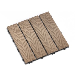 GlasFlength Carpet Tiles 11 Pack 11.8" WPC Interlocking Deck Tiles, Wood-Look Flooring for Patio Poolside Balcony Backyard, Teak, 11.8"*11.8"*0.8" - 1 of 4