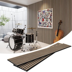 JUJABU 2-Pack 94.5" x 12.6"  Acoustic Wood Slat Panels  for Interior Wall Decor, Walnut - 1 of 4