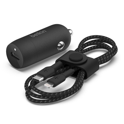 Belkin BoostCharge Car Charger USB-C (20W) with Cable and Strap