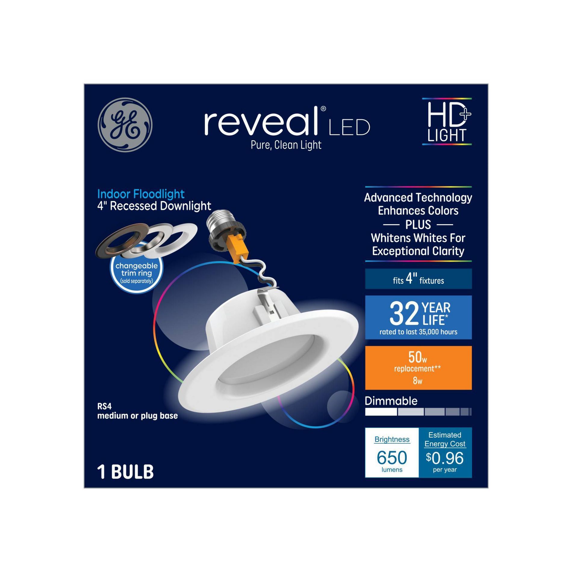 GE 50W Reveal Light Bulb
