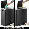 mDesign Metal Steel 60-Liter Large Dual Compartment Step Trash Can - Black - 3 of 4