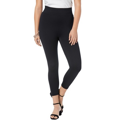 Roaman's Women's Plus Size Essential Stretch Capri Legging - 14/16, Black :  Target