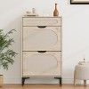 Rattan Shoe Cabinet w/ 3 Drawers, Adjustable Shelf, Narrow Entryway Storage for Porch/Hallway - 3 of 4