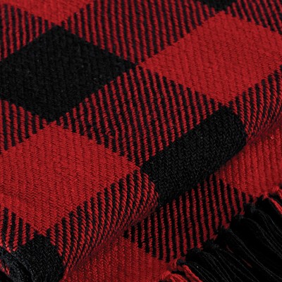 Tango Red and Black Buffalo Check Cotton Throw Blanket