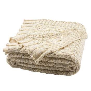 Adara Knit Throw Blanket - Natural/Gold - 50" X 60" - Safavieh.
