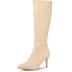 BLISSFUL STEP Women's Halloween Pointed Toe Side Zipper Stiletto Heel Knee High Boots - 1 of 4