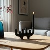 Pillar Holder & Taper Holder Metal Wood Sculptural Silhouette Modern Home Office Bedroom Living Room - 7" Black - 2 of 4