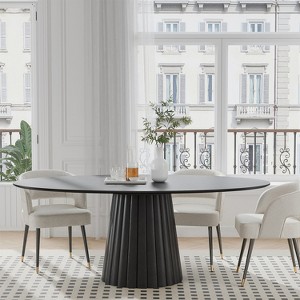 Lirago dinning table round 67"L*33.5"W*30"H- black - 1 of 4