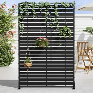 47-inches W x 72-inches H Black Galvanized Sheet Screen Outdoor and lndoor Divider for Balcony Patio Garden Room Divider (Type 4) - 1 of 4